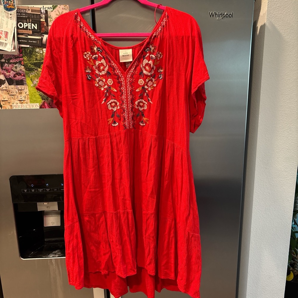 Knox Rose Red Embroidered Midi Dress